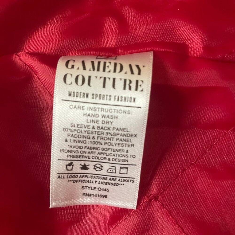 ALABAMA MIXED MEDIA THROWBACK BOMBER JACKET/RHINESTONE BY MADI P.T. - Picture 9 of 15